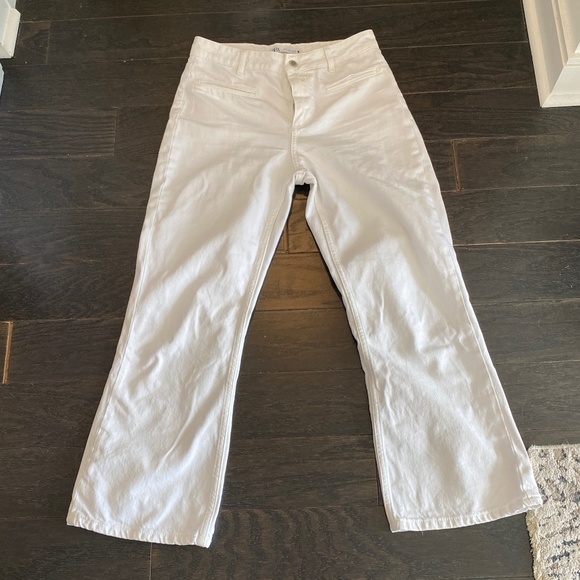 Like New Zara CROPPED FLARE HI-RISE Z1975 JEANS - Size 4 - Picture 2 of 4